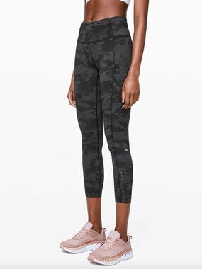 Lululemon Fast and Free Tight II 25" *Nulux Incognito Camo Multi Grey